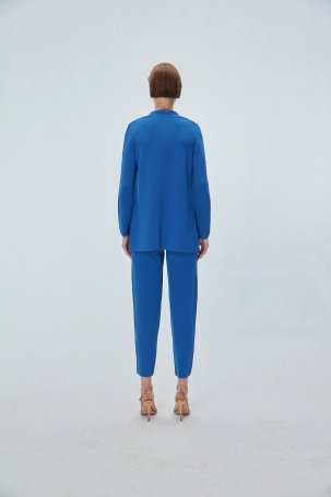 Join Us Kadın Bol Kesim Cepli Blazer Ceket 0051 Mavi - 4