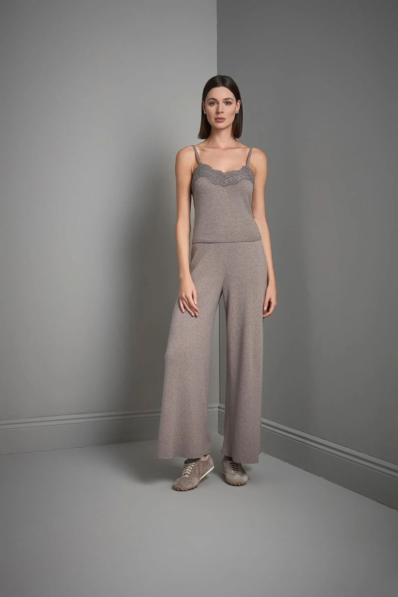 Join Us Kadın Bol Paça Triko Pantolon W061 Vizon - Join Us