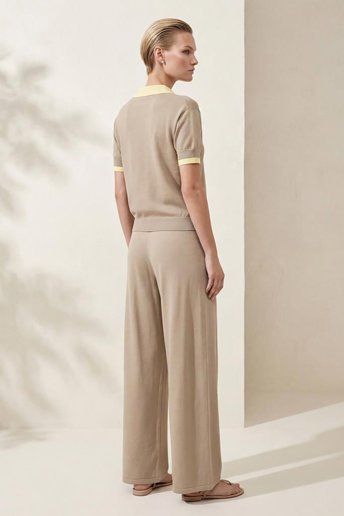 Join Us Kadın Çift Kat Detaylı Polo Yaka Bluz S167 Vizon - 3