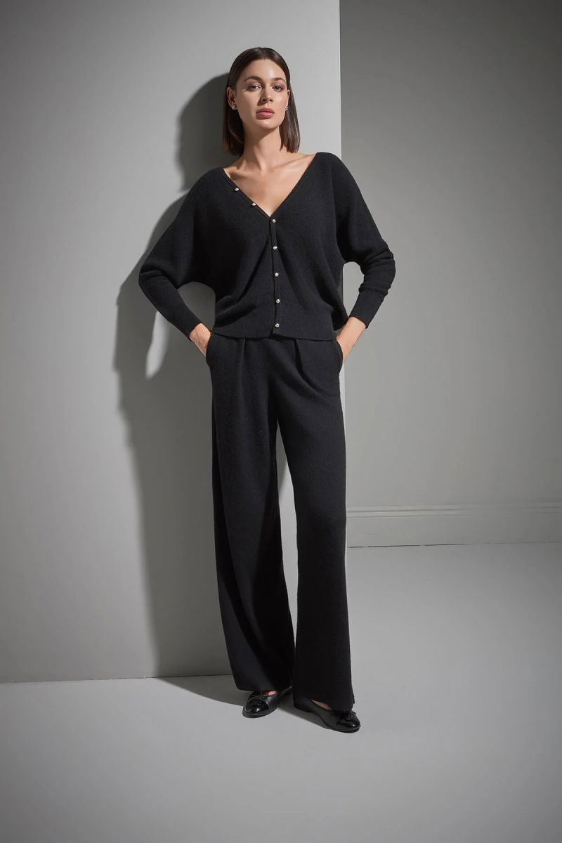 Join Us Kadın Çıtçıtlı Yarasa Kol Triko Kazak W208 Siyah - Join Us