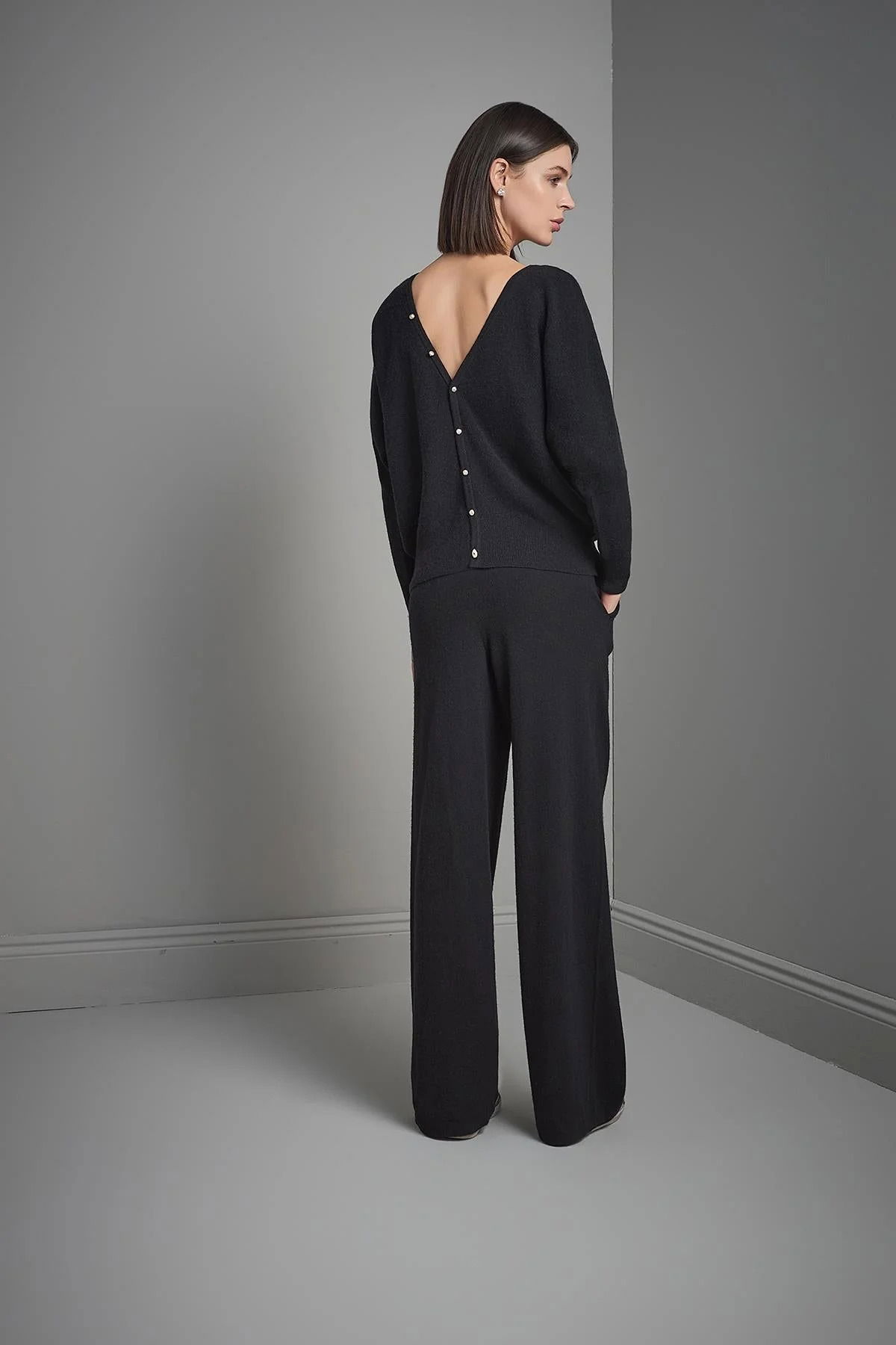 Join Us Kadın Çıtçıtlı Yarasa Kol Triko Kazak W208 Siyah - 4