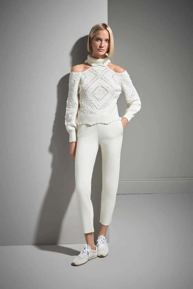 Join Us Kadın Cut Out Detaylı Triko Kazak W036 Ekru - 4