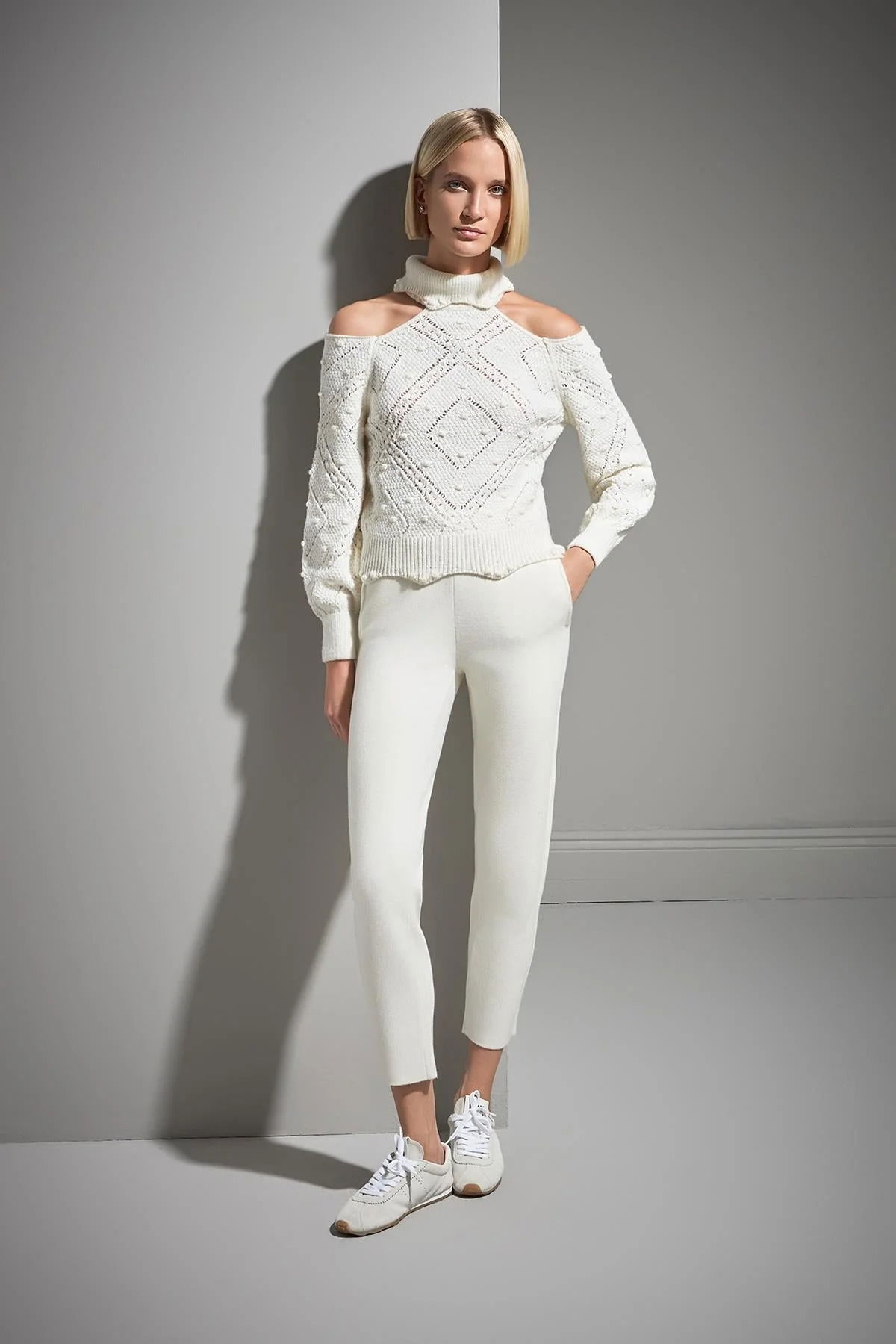 Join Us Kadın Cut Out Detaylı Triko Kazak W036 Ekru - 4