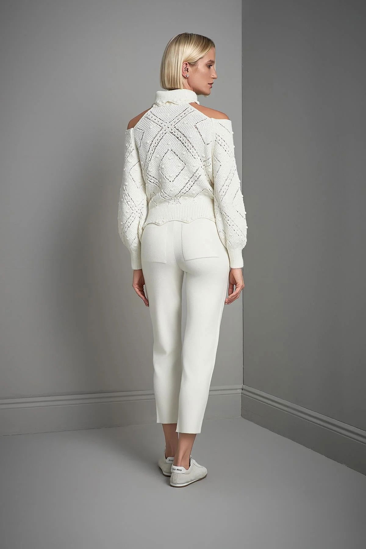 Join Us Kadın Cut Out Detaylı Triko Kazak W036 Ekru - 5