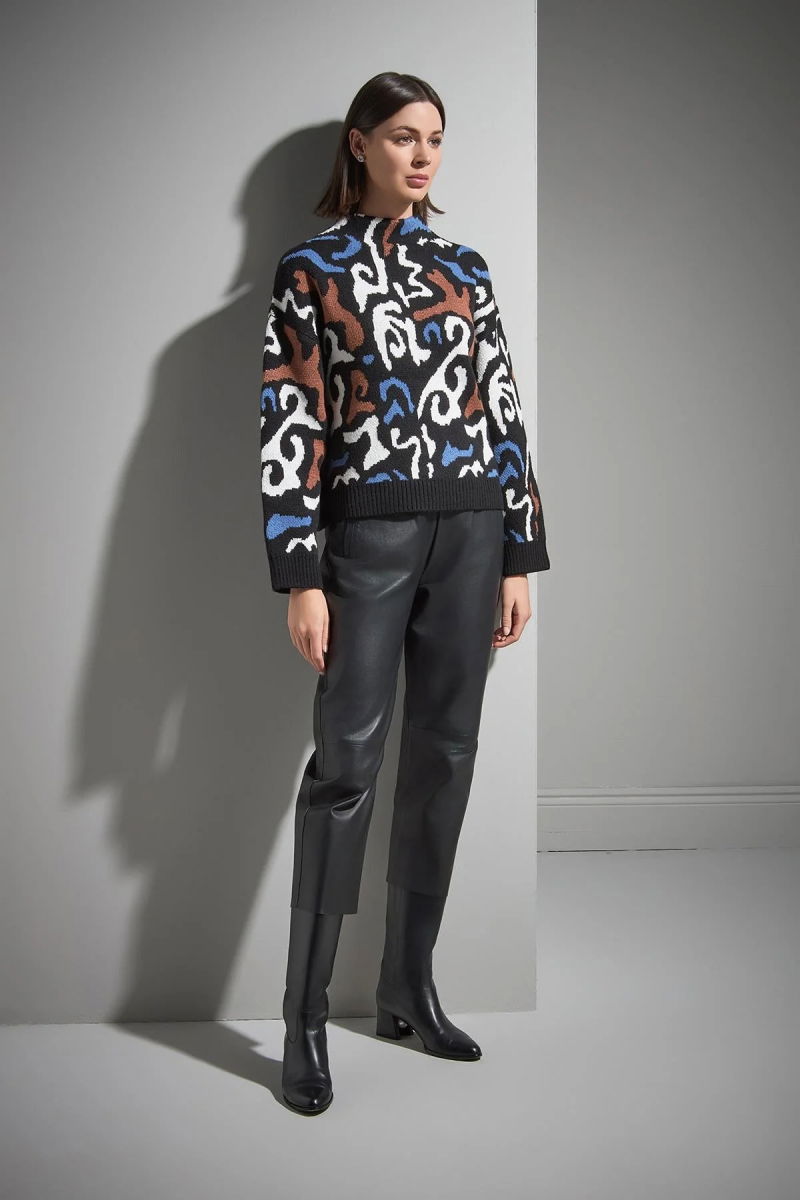 Join Us Kadın Desenli Dik Yaka Triko Kazak W011 Multi - 4