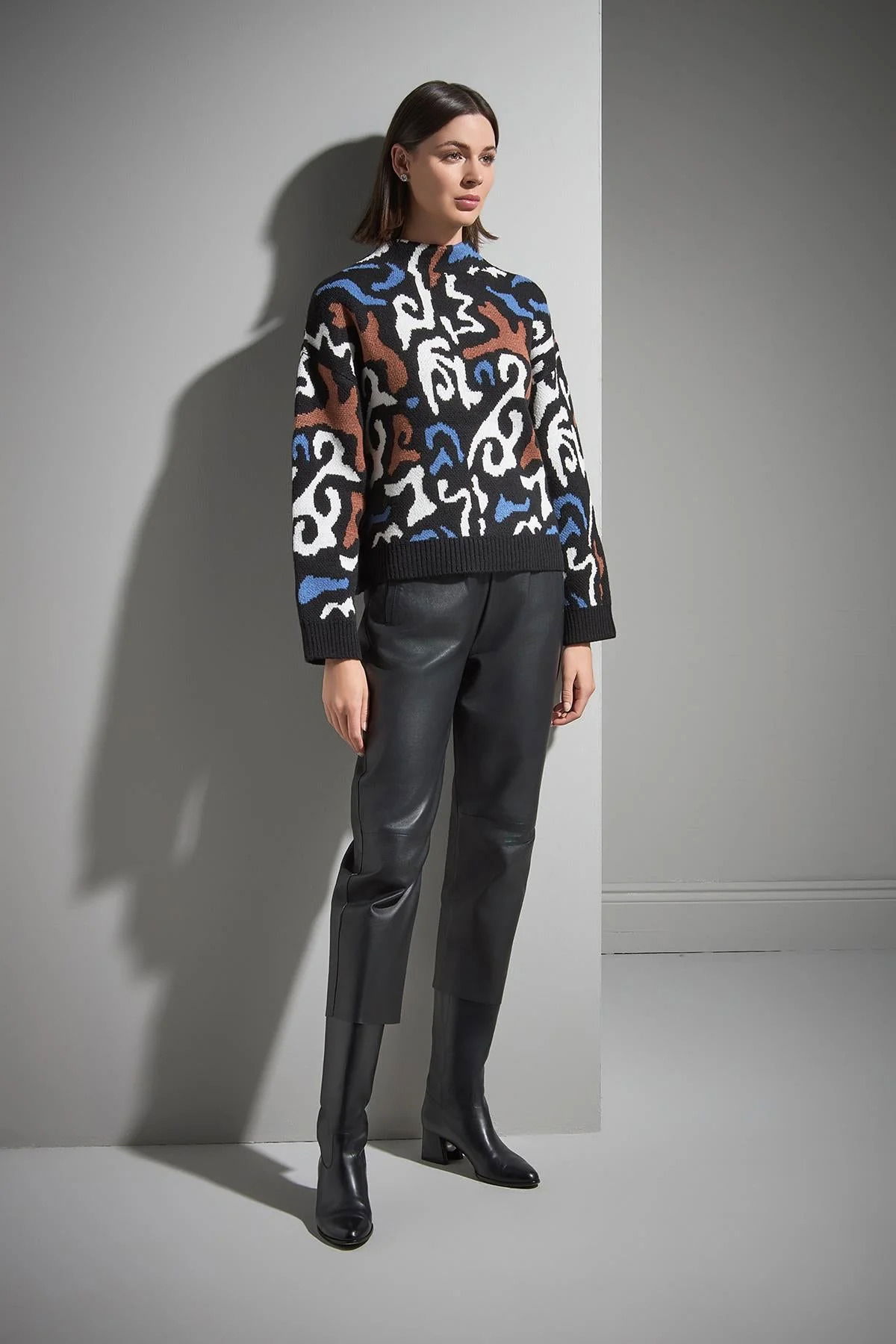 Join Us Kadın Desenli Dik Yaka Triko Kazak W011 Multi - 4