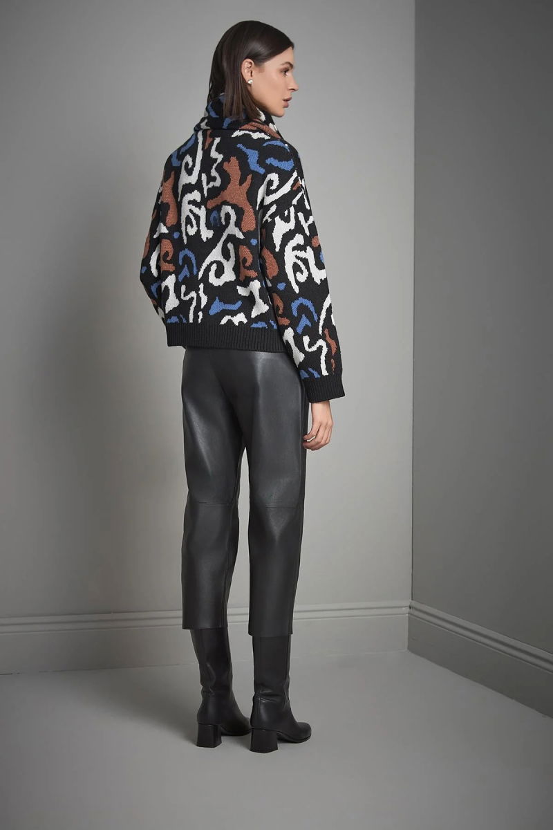 Join Us Kadın Desenli Dik Yaka Triko Kazak W011 Multi - 5