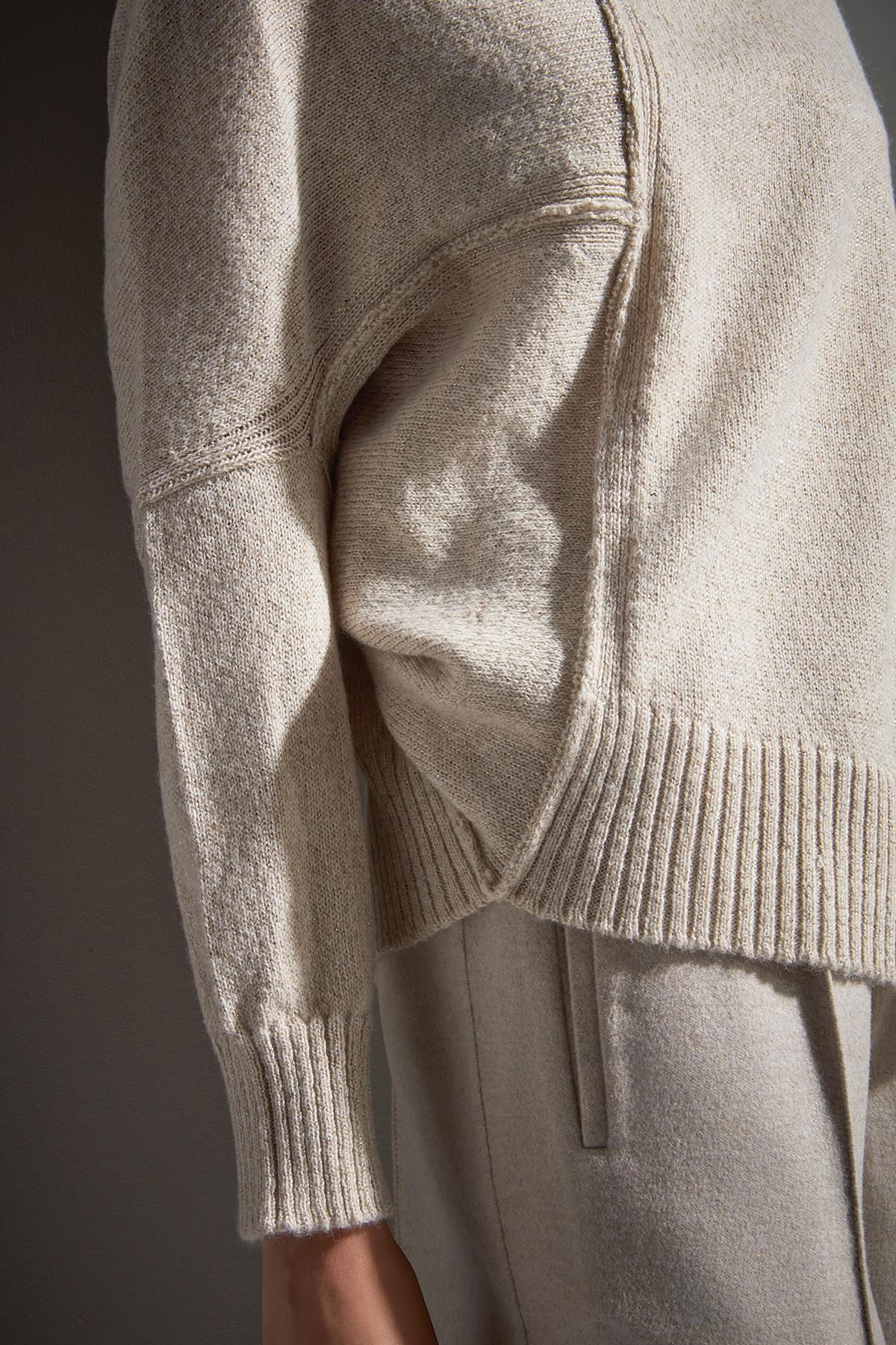 Join Us Kadın Dik Yaka Asimetrik Triko Kazak W069 Bej - 3