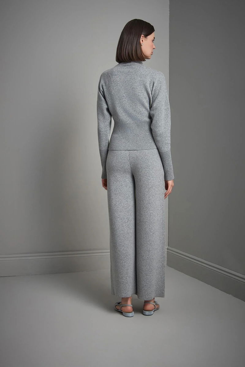 Join Us Kadın Dik Yaka Baklava Desenli Triko Kazak W144 Gri - 4