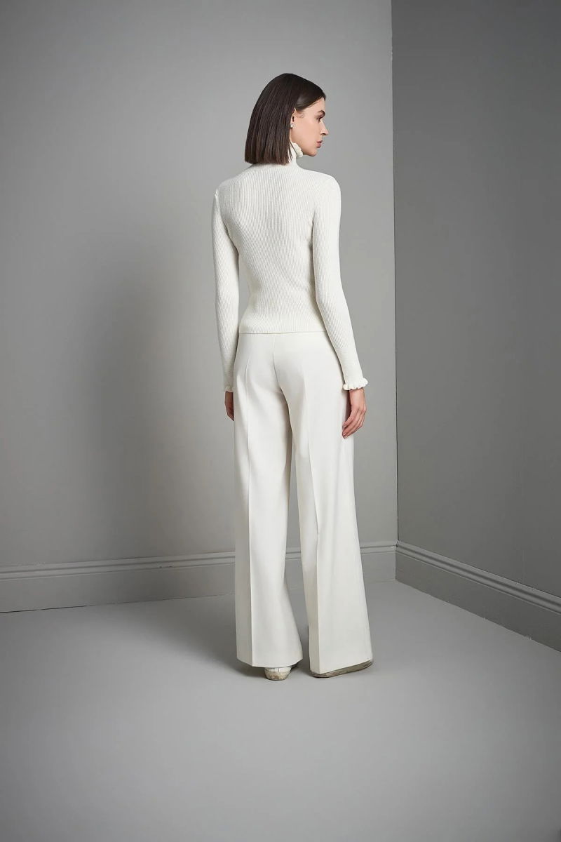 Join Us Kadın Dik Yaka Kelebek Broş Detaylı Triko Kazak W112 Ekru - 5