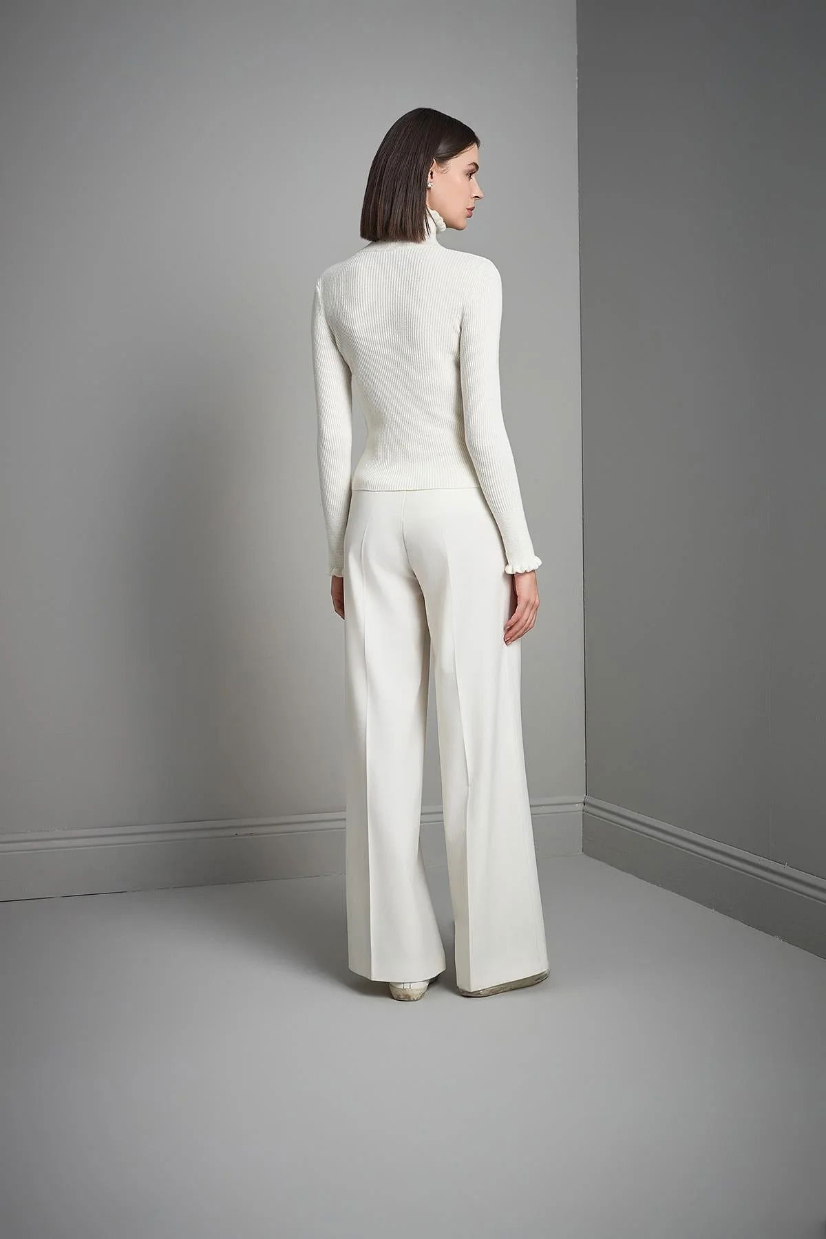 Join Us Kadın Dik Yaka Kelebek Broş Detaylı Triko Kazak W112 Ekru - 5