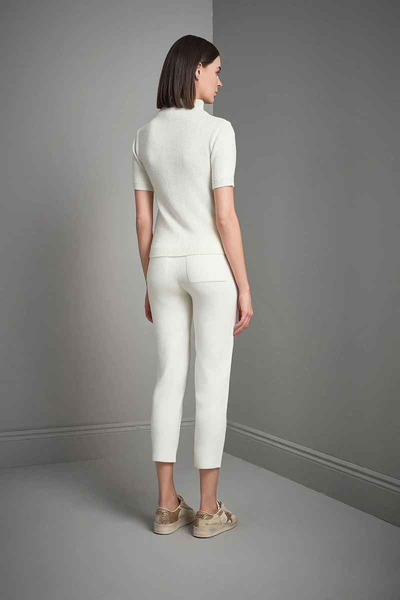 Join Us Kadın Dik Yaka Simli Triko Kazak W032 Ekru - 5