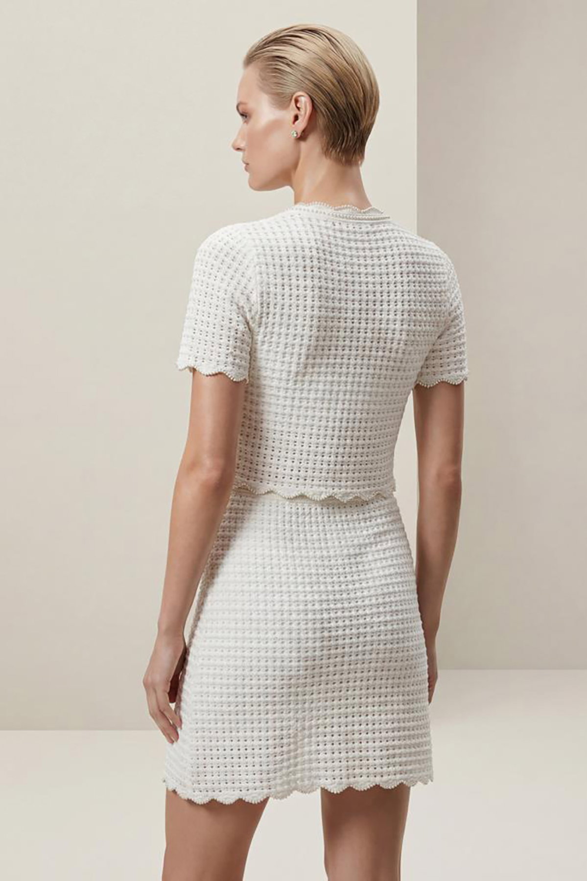 Join Us Kadın El İşi İnci Detaylı Süs Cepli Etek S101 Beyaz - 5