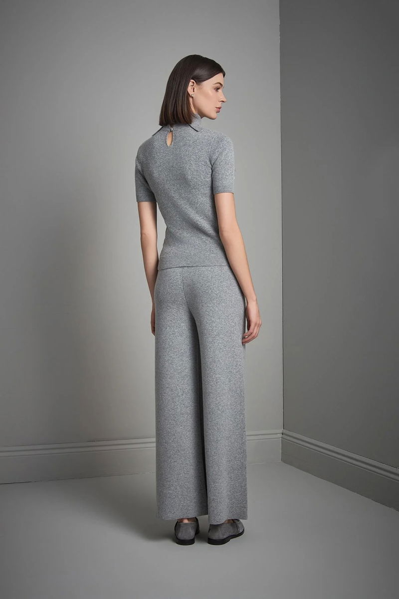 Join Us Kadın El İşi Pul ve Taş İşlemeli Triko Bluz W222 Gri - 5