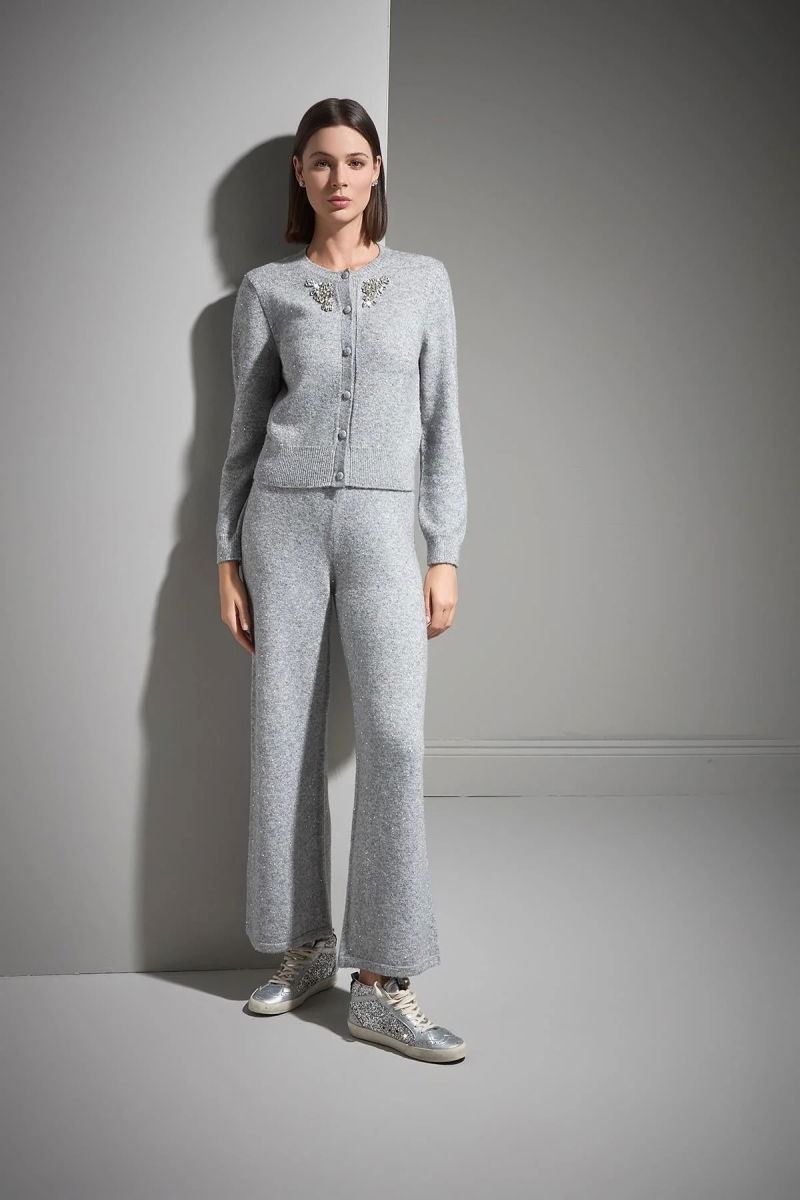 Join Us Kadın El İşi Taş İşlemeli Düğme Detaylı Triko Hırka W114 Gri - 4