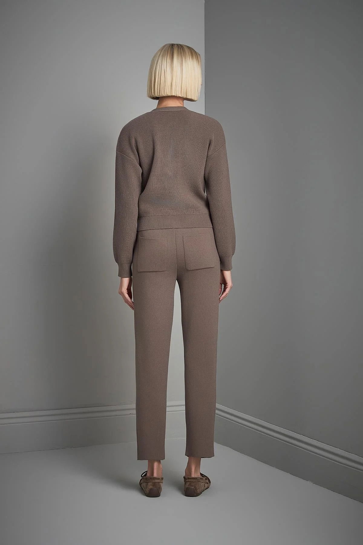 Join Us Kadın El İşi Taş İşlemeli Triko Hırka W189 Kahverengi - 5