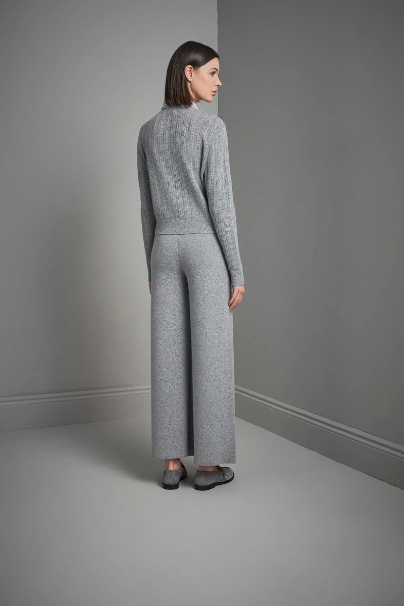 Join Us Kadın Fonksiyonel Taşlı Yaka ve Düğmeli Triko Hırka W118 Gri - 5