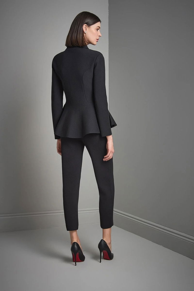 Join Us Kadın Gizli Düğmeli Peplum Triko Ceket W157 Siyah - 5