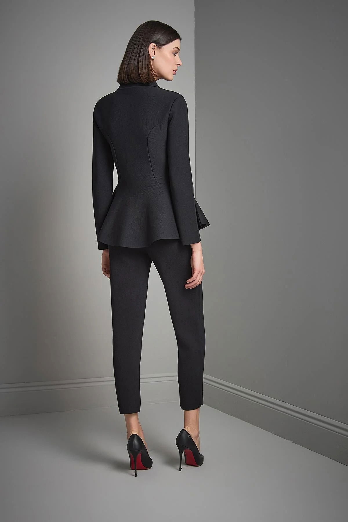 Join Us Kadın Gizli Düğmeli Peplum Triko Ceket W157 Siyah - 5