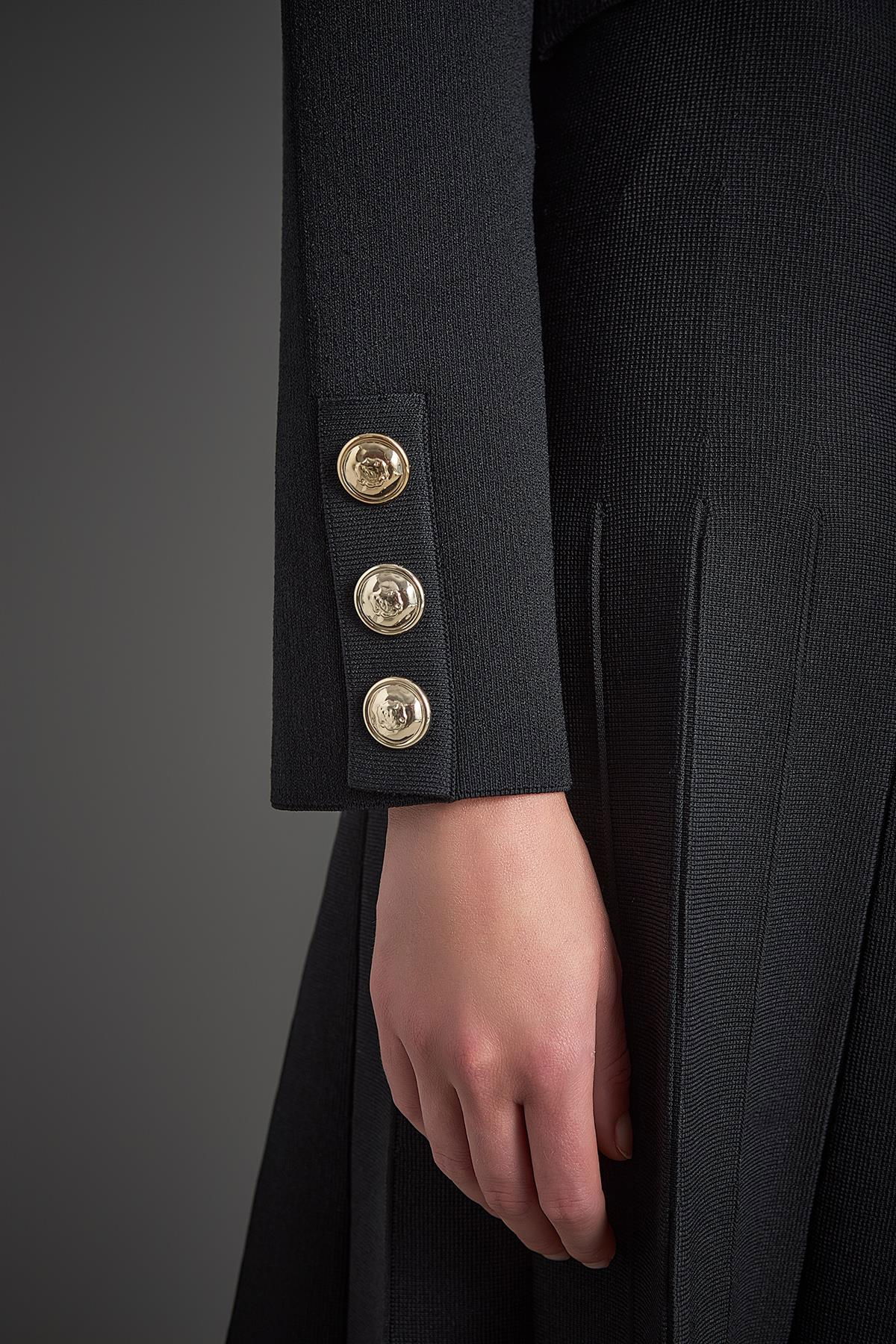 Join Us Kadın Gold Düğme Detaylı Cepli Triko Ceket W224 Siyah - 4