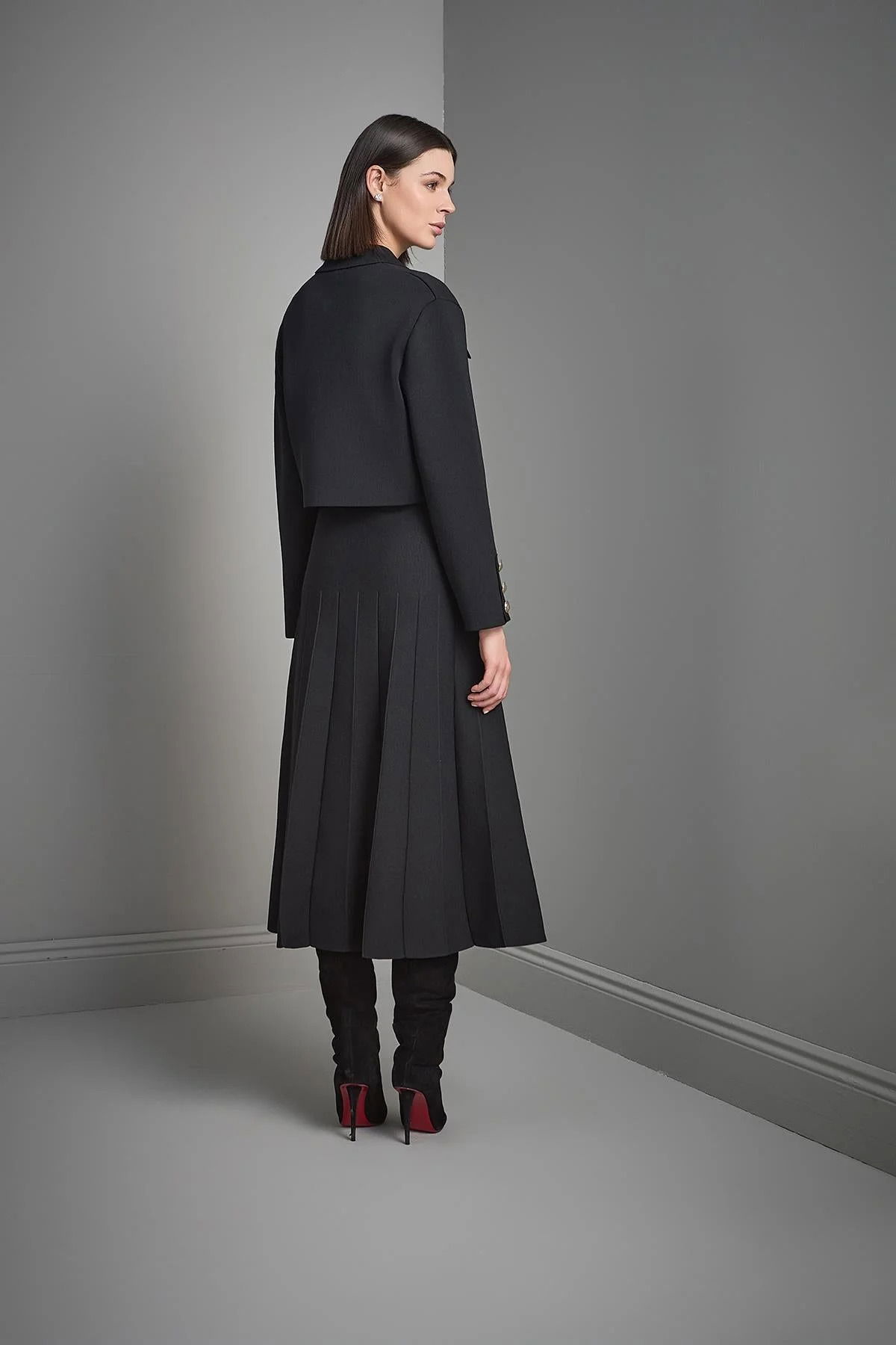 Join Us Kadın Gold Düğme Detaylı Cepli Triko Ceket W224 Siyah - 5