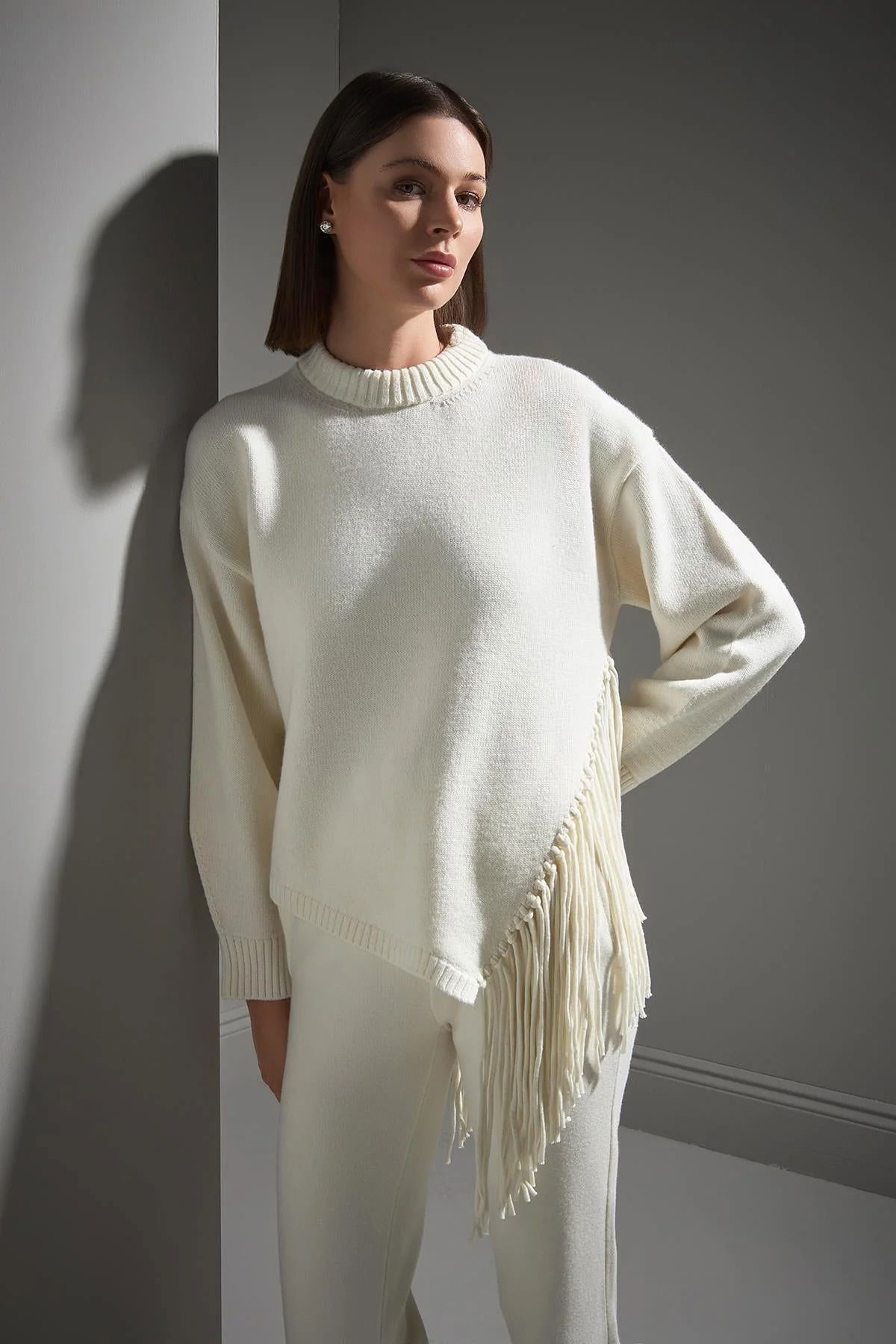 Join Us Kadın Püskül Detaylı Triko Kazak W170 Ekru - 2