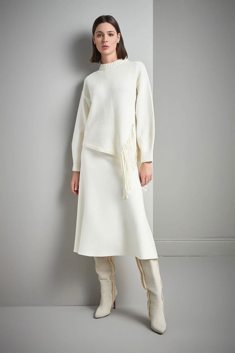 Join Us Kadın Püskül Detaylı Triko Kazak W170 Ekru - 4