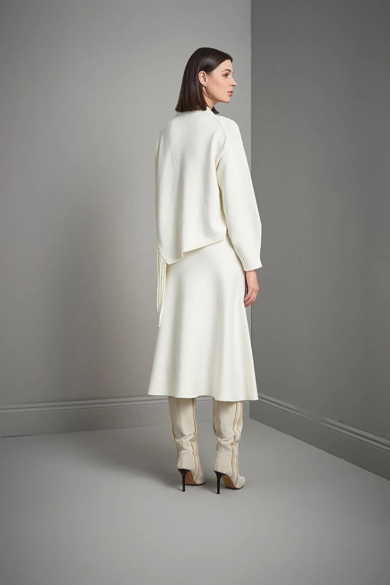 Join Us Kadın Püskül Detaylı Triko Kazak W170 Ekru - 5