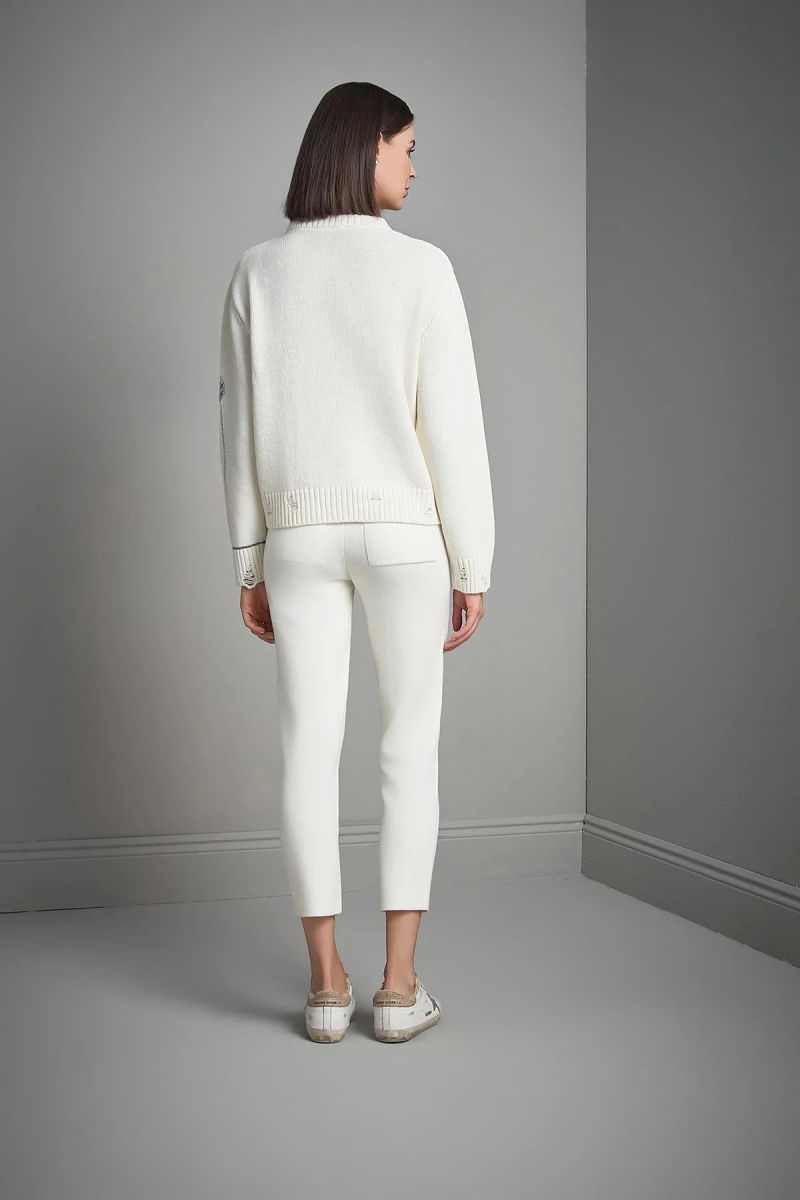 Join Us Kadın Sim Detaylı Desenli Triko Kazak W064 Ekru - 5