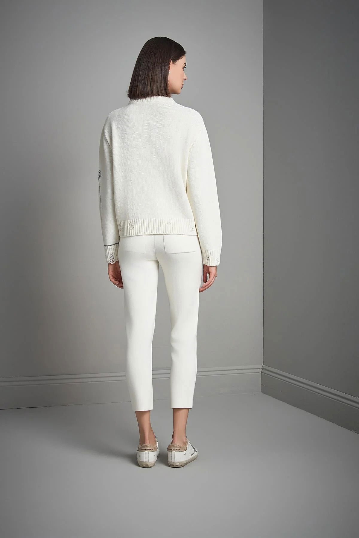 Join Us Kadın Sim Detaylı Desenli Triko Kazak W064 Ekru - 5