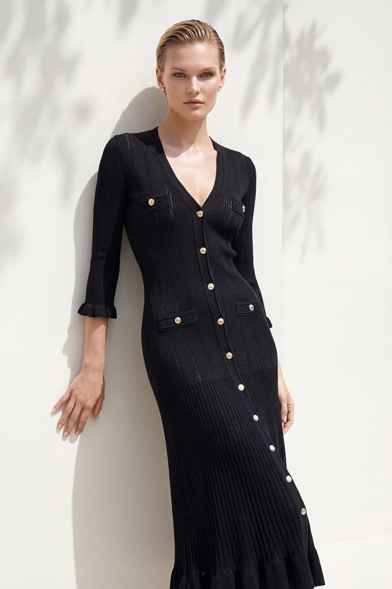 Join Us Kadın Süs Cep Detaylı Çıtçıtlı Midi Elbise S162 Siyah - 2