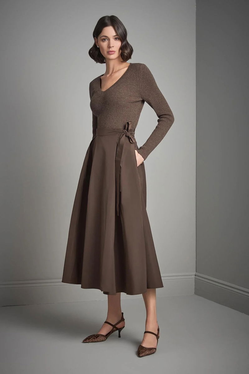 Join Us Kadın V Yaka Triko Kazak W161 Kahverengi - 4