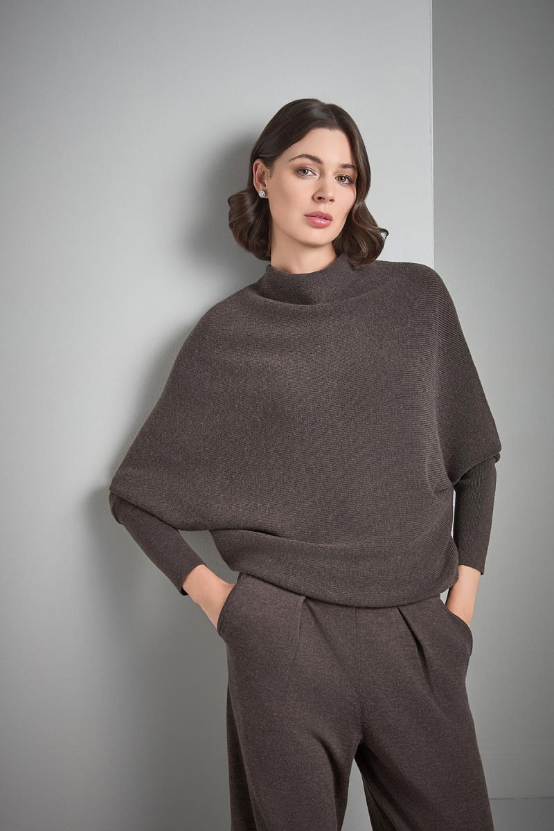 Join Us Kadın Yarasa Kol Triko Kazak W108 Kahverengi - Join Us