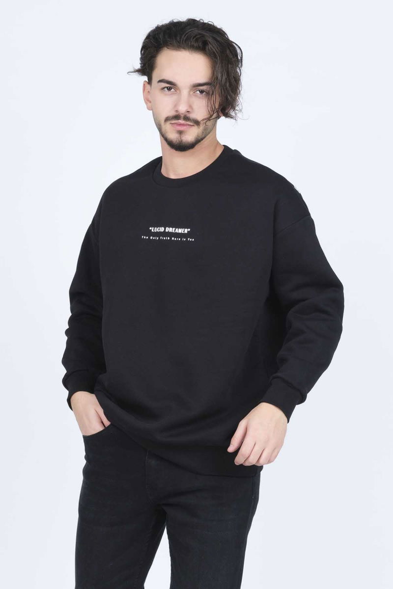 Jsco Erkek Yazı Detaylı Bisiklet Yaka Sweatshirt 6609902 Siyah - 2