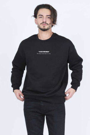 Jsco Erkek Yazı Detaylı Bisiklet Yaka Sweatshirt 6609902 Siyah - 3