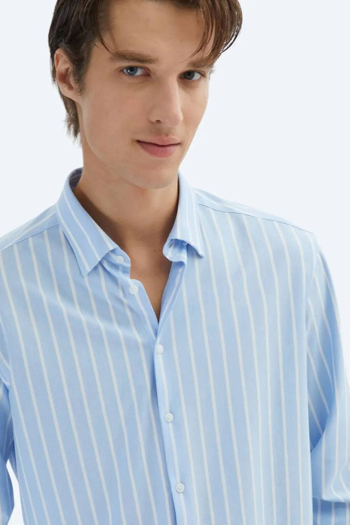 Kip Erkek Çizgili Regular Fit Casual Pamuk Karışımlı Gömlek GM-5846 Mavi - 3