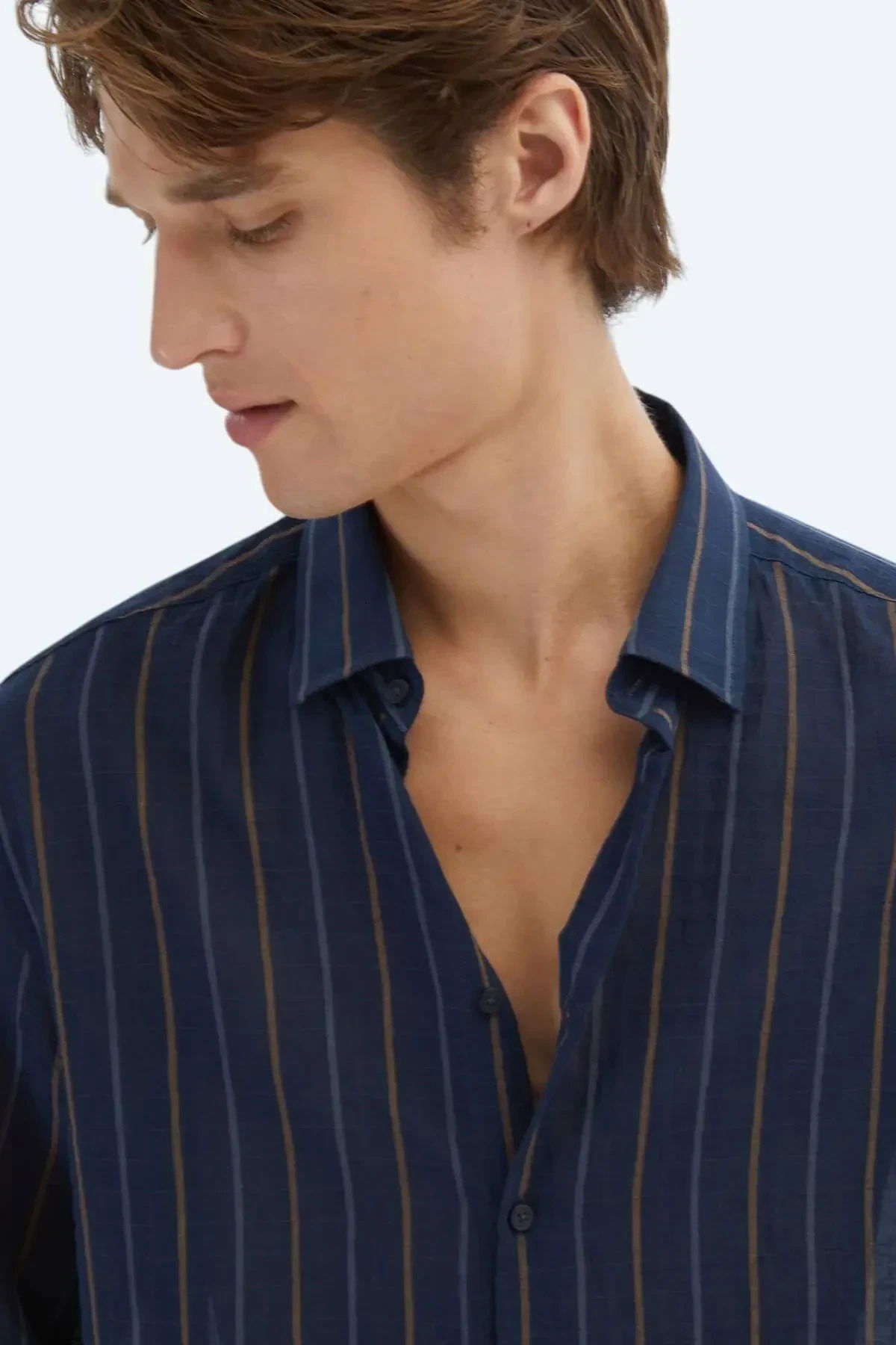 Kip Erkek Çizgili Regular Fit Dokuma Casual Pamuk Karışımlı Gömlek GM-5776 Lacivert - 3