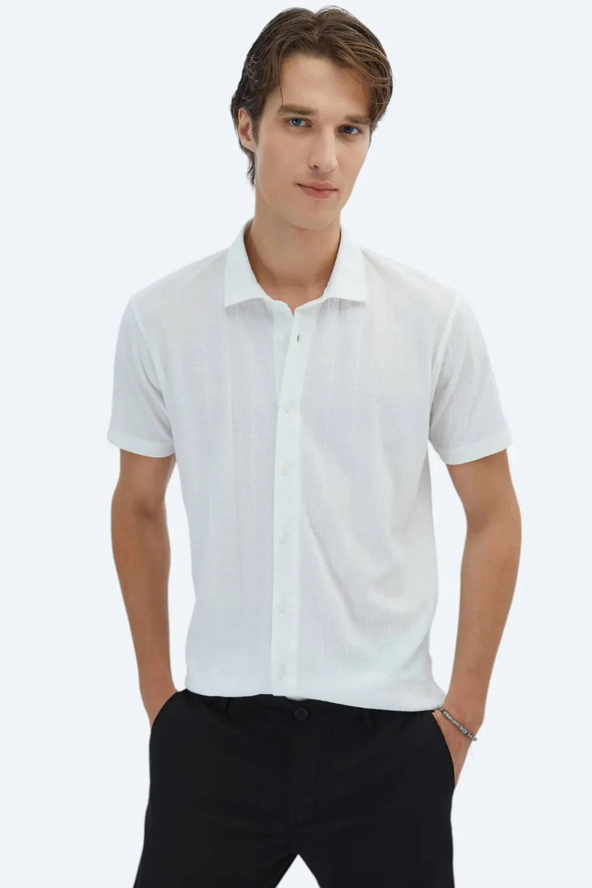 Kip Erkek Desenli Regular Fit Casual Gömlek GM-5872 Beyaz - 1