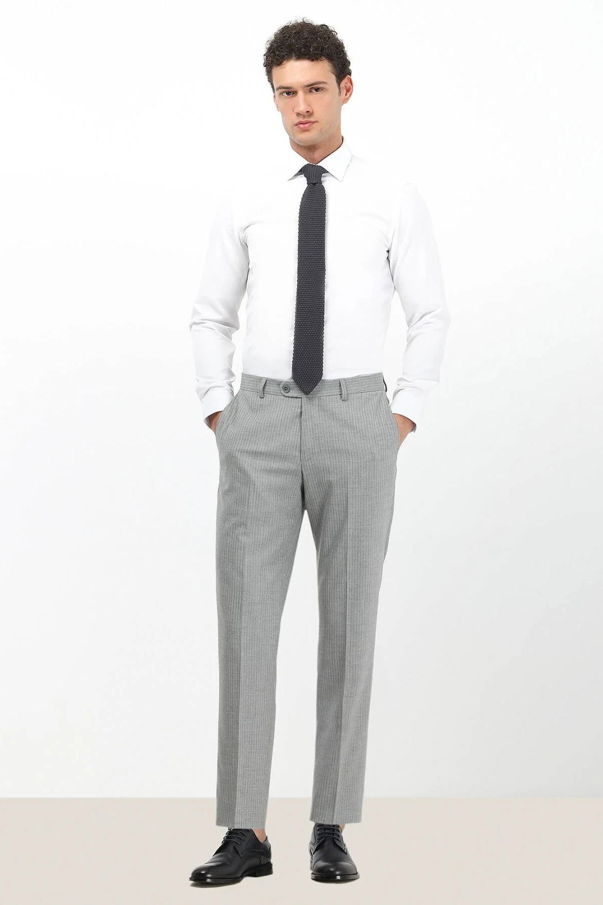 Kip Erkek Düz Slim Fit Dokuma Klasik Pamuk Karışımlı Gömlek GM-4915 Beyaz - 3