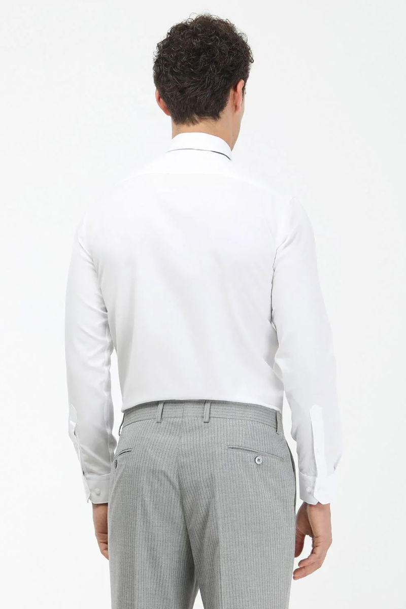Kip Erkek Düz Slim Fit Dokuma Klasik Pamuk Karışımlı Gömlek GM-4915 Beyaz - 5