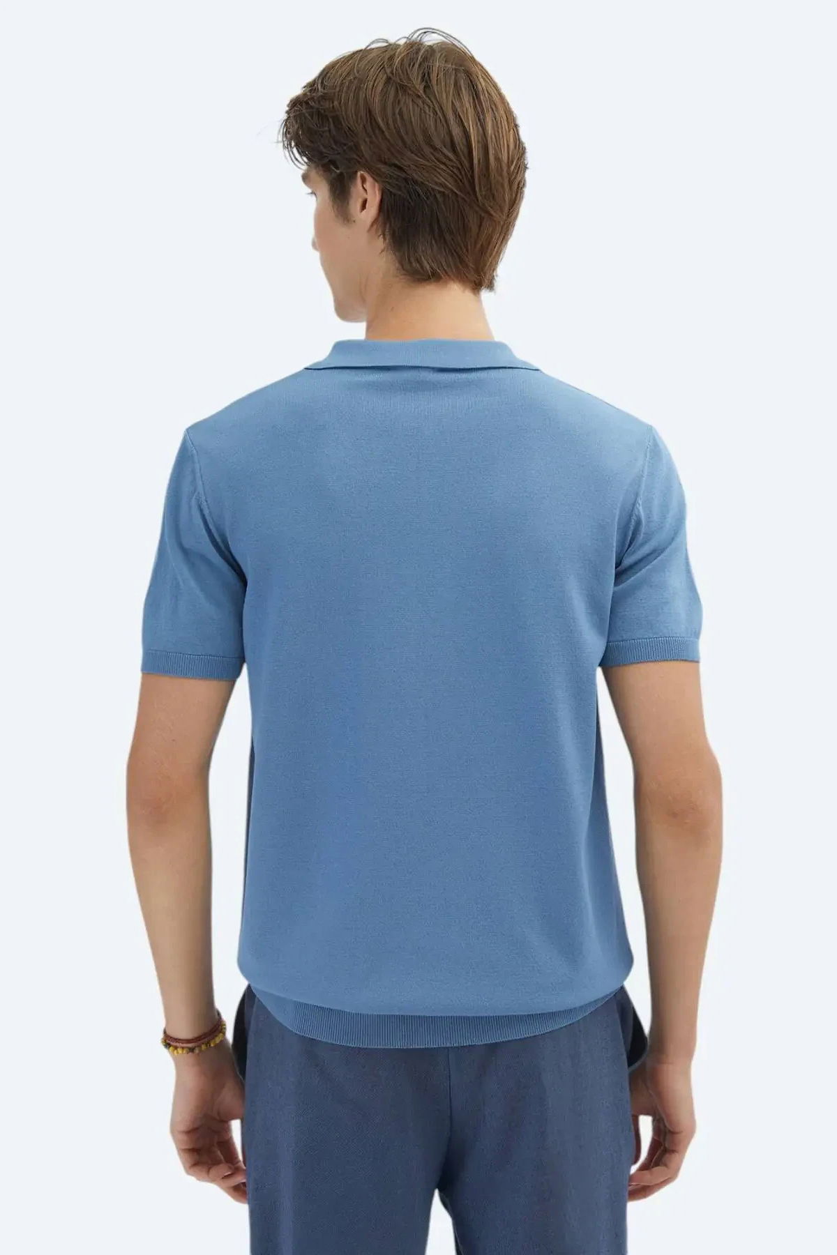 Kip Erkek Polo Yaka Düz Örgü Triko TRK-1573 Mavi - 4