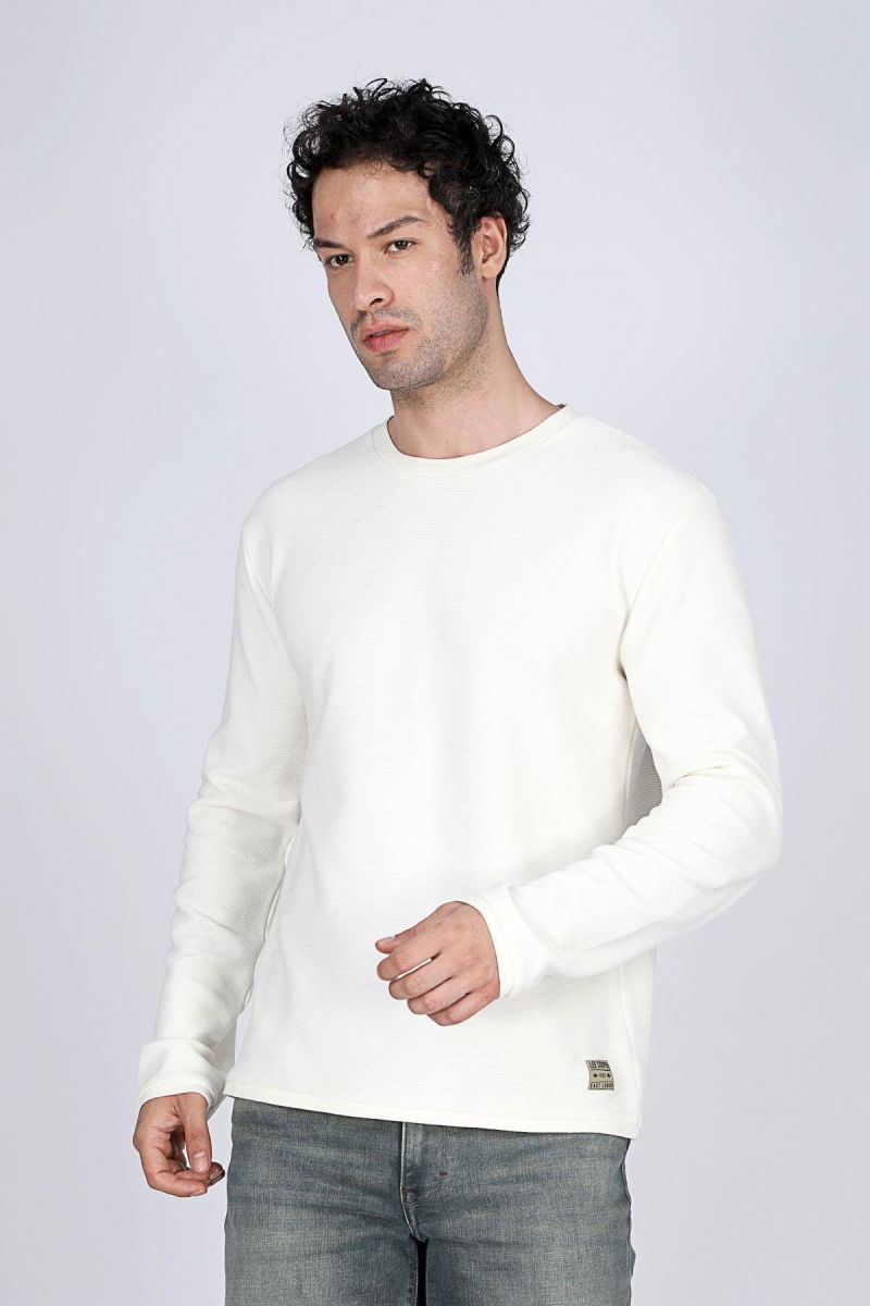 Lee Cooper Erkek Ben O Yaka Sweatshirt 241019 Ekru - 1