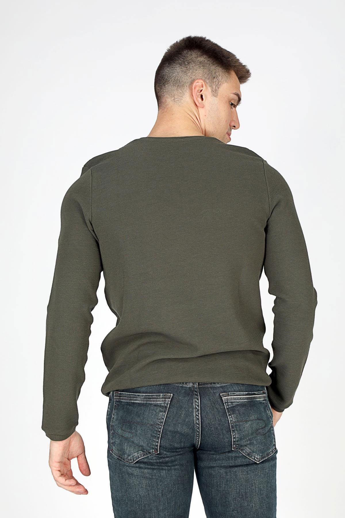 Lee Cooper Erkek Ben O Yaka Sweatshirt 241019 Haki - 5