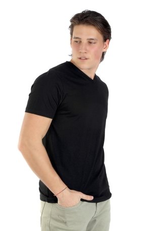 Lee Cooper Erkek Jonat V Yaka T-Shirt 242037 Siyah - 1