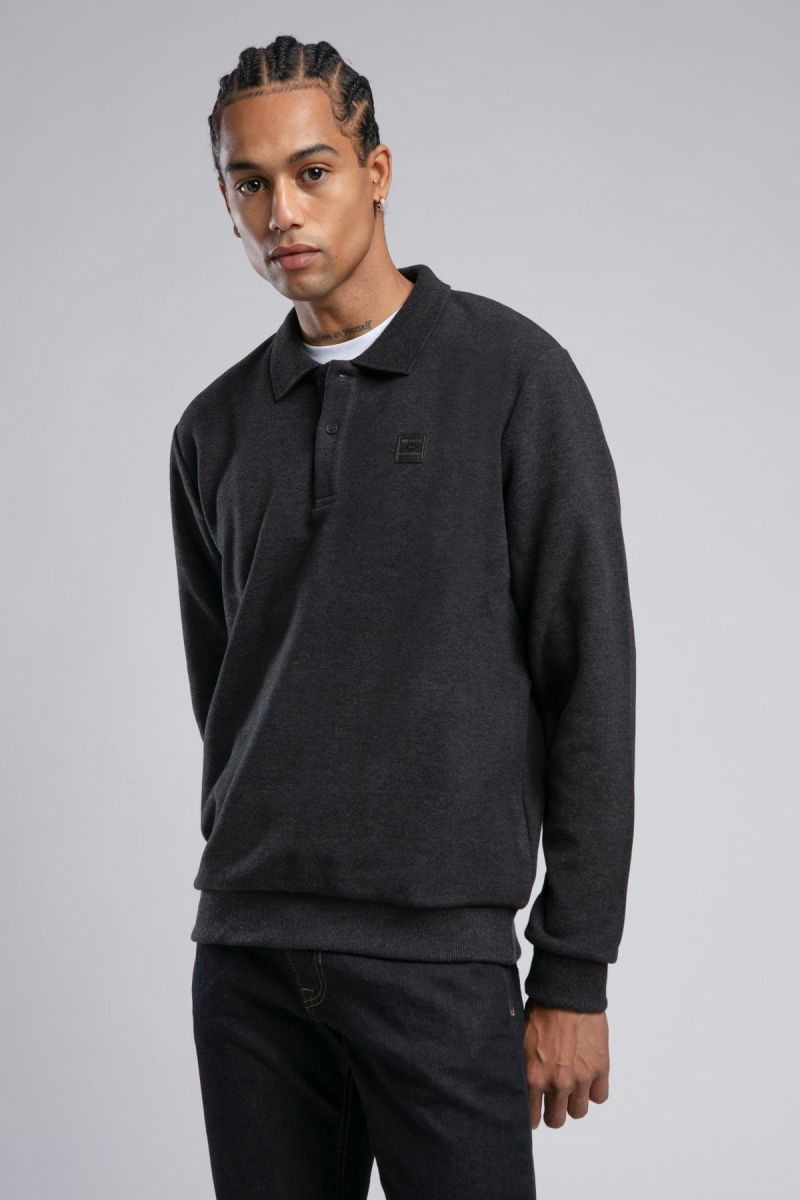 Lee Cooper Erkek Newblend Polo Yaka Sweatshirt 241043 Antrasit 