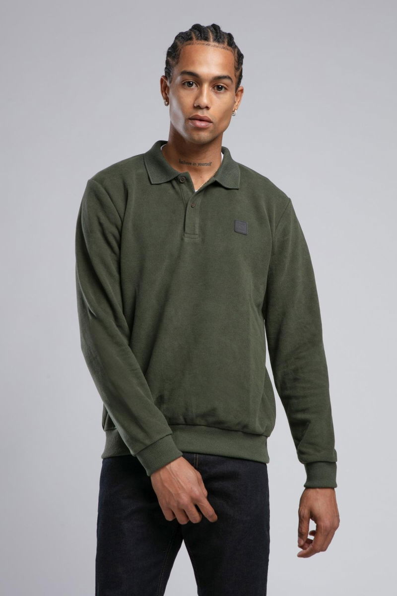 Lee Cooper Erkek Newblend Polo Yaka Sweatshirt 241043 Haki 