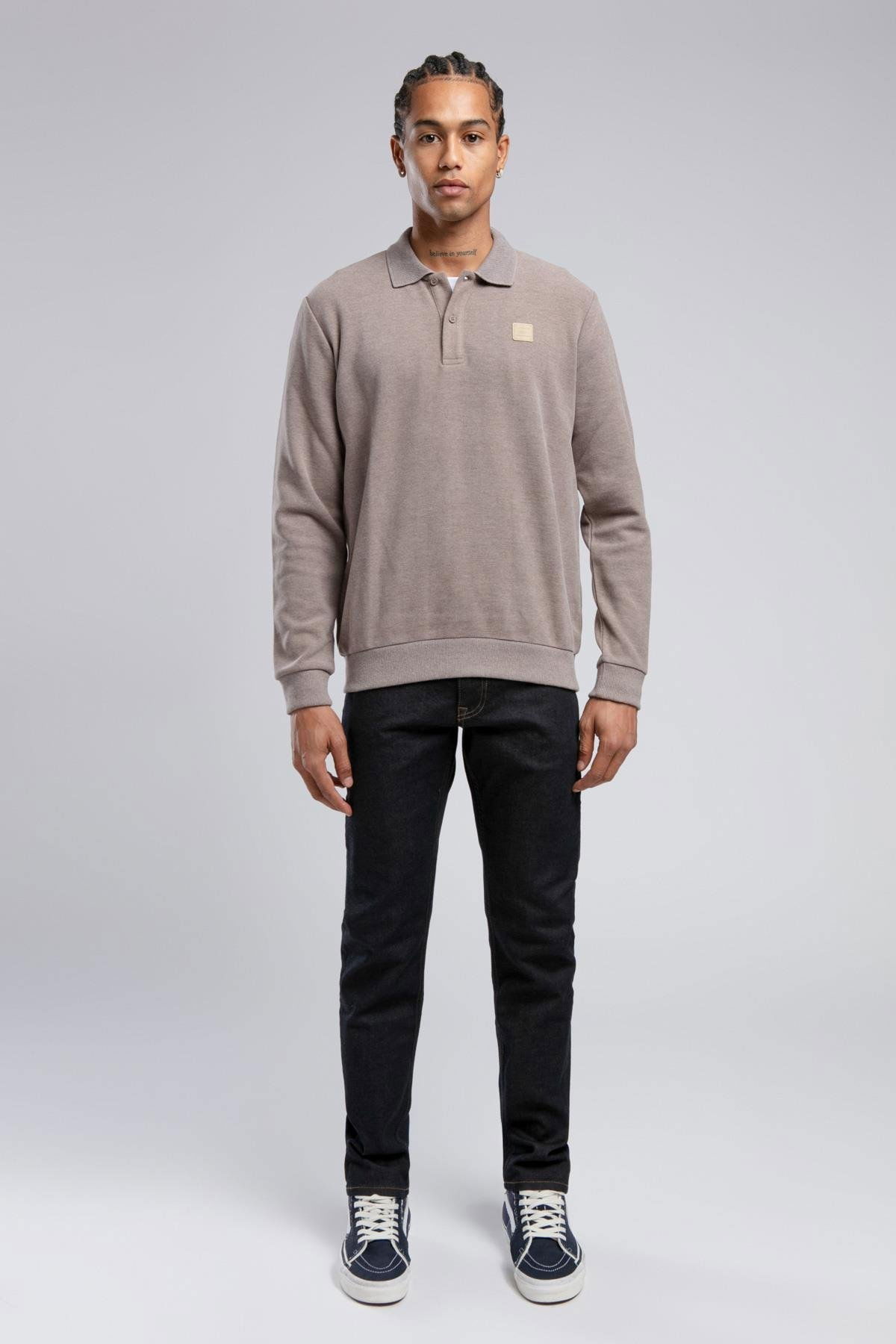 Lee Cooper Erkek Newblend Polo Yaka Sweatshirt 241043 K. Bej - 2