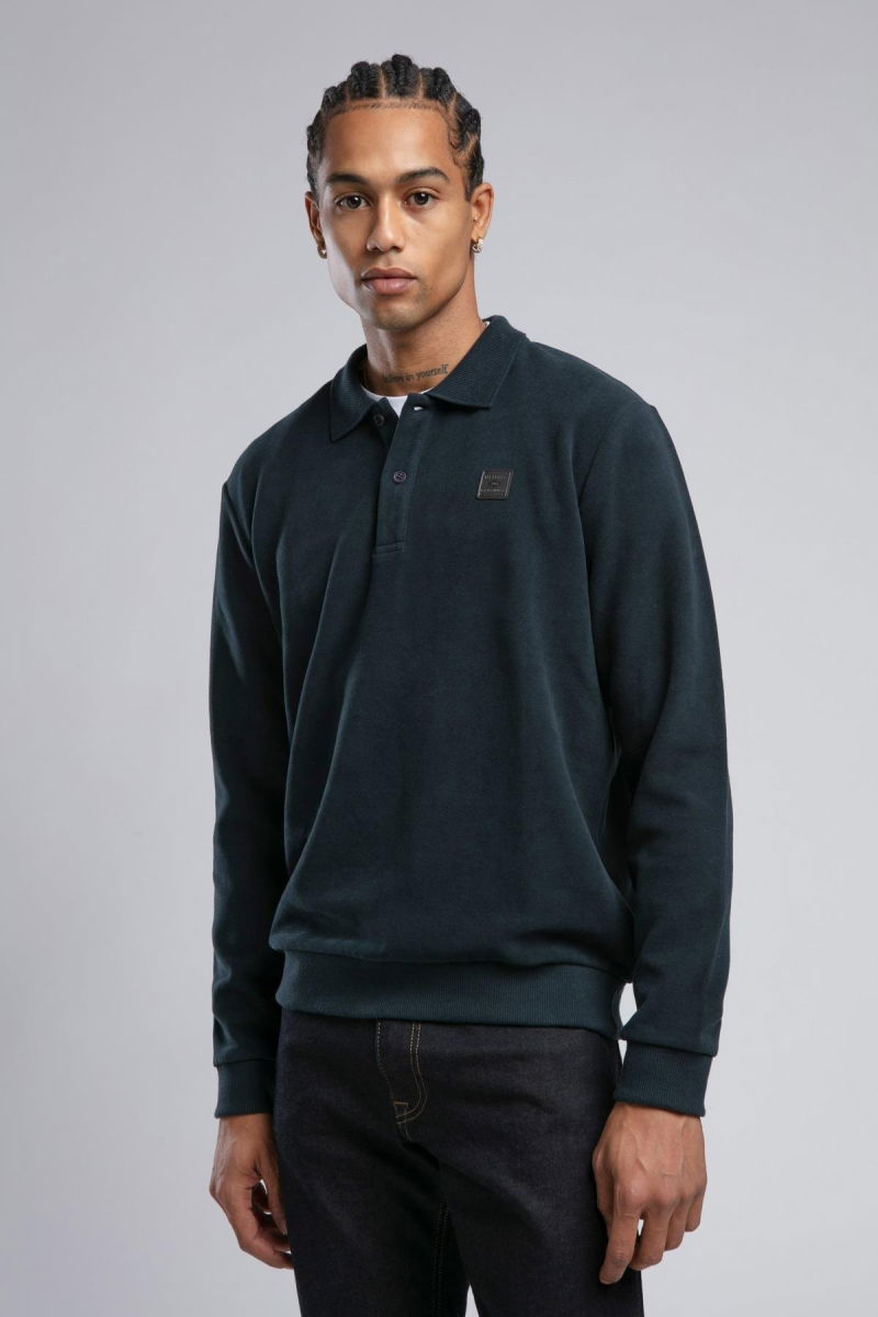 Lee Cooper Erkek Newblend Polo Yaka Sweatshirt 241043 Lacivert 