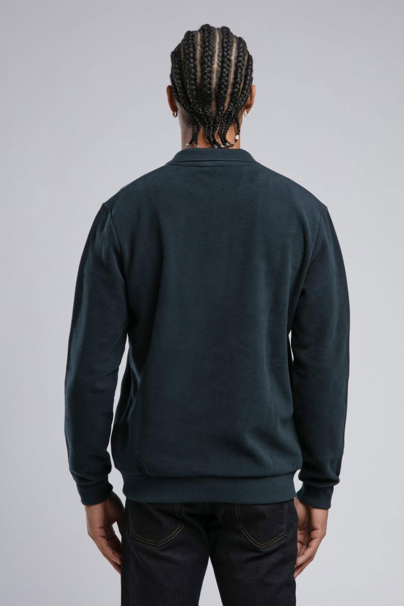 Lee Cooper Erkek Newblend Polo Yaka Sweatshirt 241043 Lacivert - 4