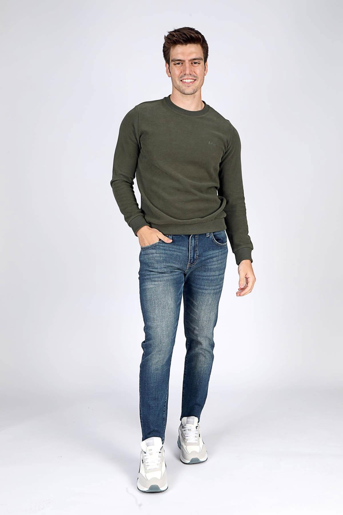 Lee Cooper Erkek Newdwade O Yaka Sweatshirt 241042 A.Haki - 2